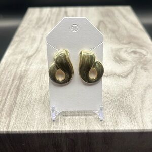 Silver/Green/Gold Abstract Earrings